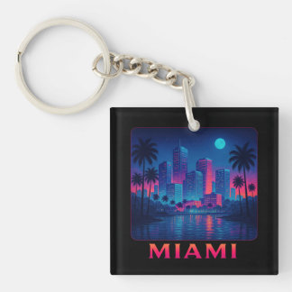 Porte-clés Miami Moonrise - Skyline Néon