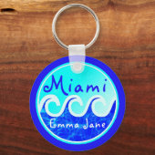 Porte-clés Miami Ocean Waves Blue Sky Votre nom (Recto)
