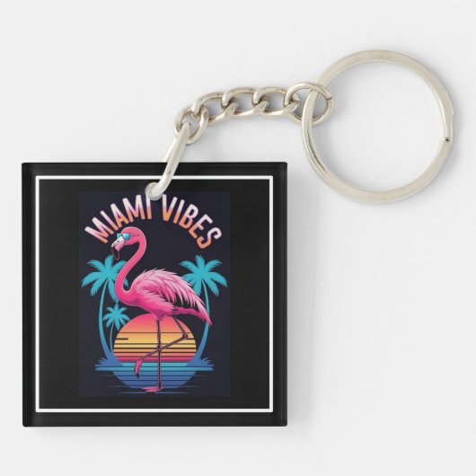 Porte-clés Miami Vibes Summer Flamingo Design-63454 (Dos)