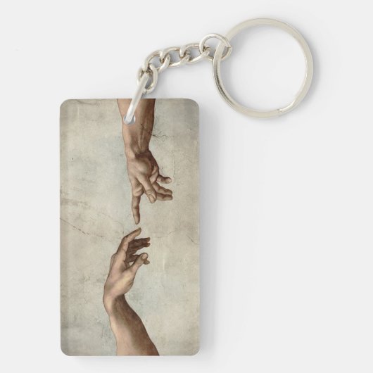 Porte-clés Michaelangelo mains création adam dieu (Dos)