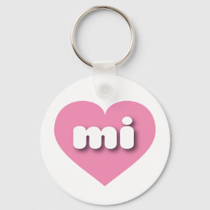 Porte-clés MIchigan coeur rose - J'aime mi