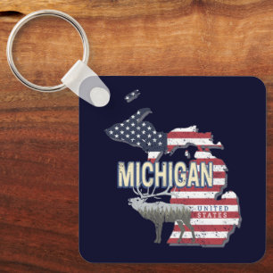 Porte-clés Michigan États-Unis Retro State Map Vintage États-