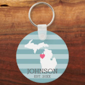 Porte-clés Michigan Home State City Map - Mariage personnalis (Recto)