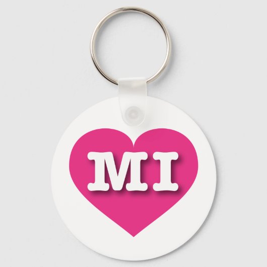 Porte-clés MIchigan Hot Pink Heart - J'aime MI (Recto)