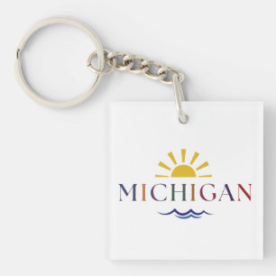 Porte-clés Michigan Texte Arc-en-ciel Soleil et Va