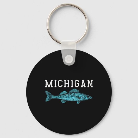 Porte-clés Michigan Walleye Pêcheur Pêcheur Angler Midwest (Recto)