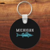 Porte-clés Michigan Walleye Pêcheur Pêcheur Angler Midwest (Recto)