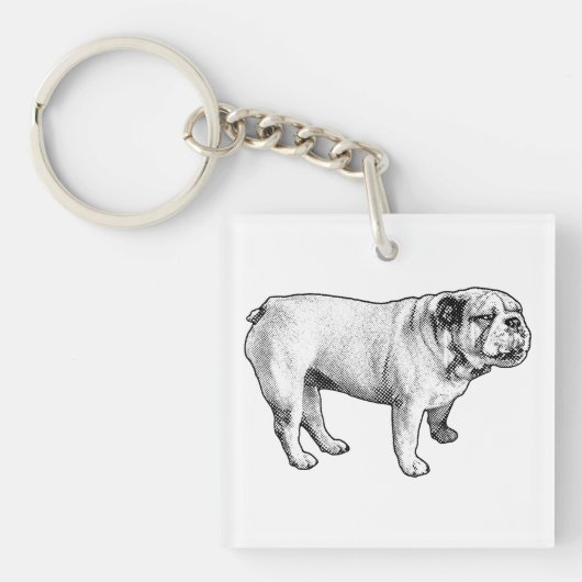 Porte-clés microdot poise, bouledogue (Devant)