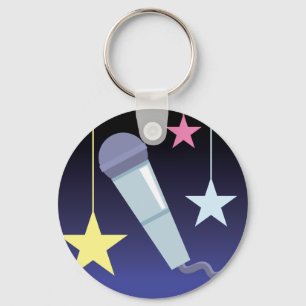 Porte-clés microphone du chanteur et design des étoiles