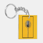 Porte-clés Microphone Rétro sur Jaune Gras (Devant gauche)