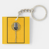 Porte-clés Microphone Rétro sur Jaune Gras (Dos)