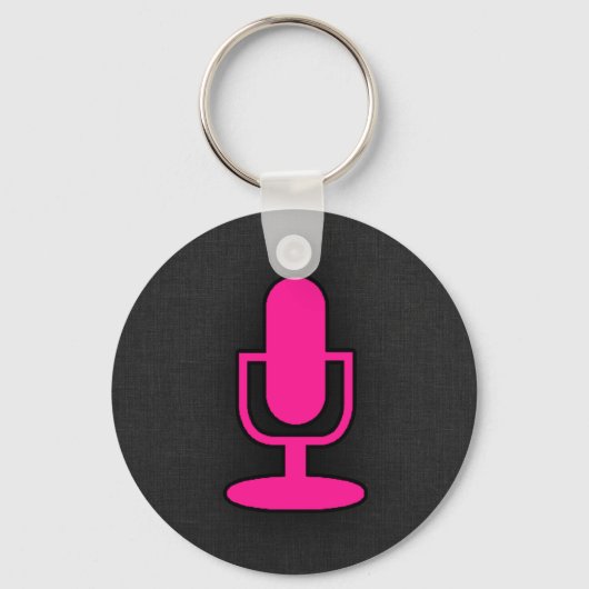 Porte-clés Microphone rose chaud (Recto)
