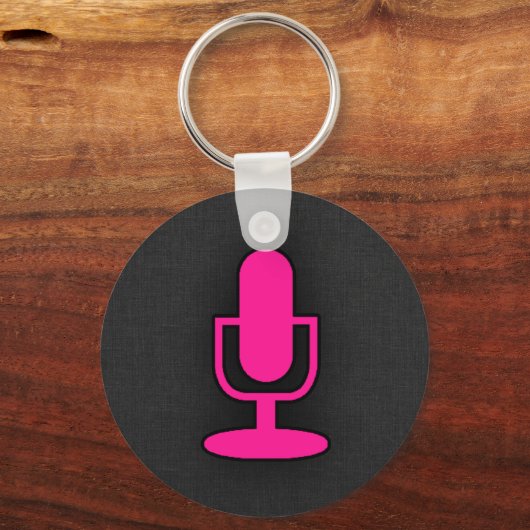 Porte-clés Microphone rose chaud (Recto)