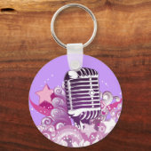 Porte-clés microphone vintage vecteur diva chantant (Recto)