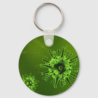 Porte-clés Microscope vert des bactéries du virus scientifiqu