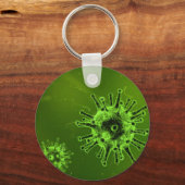 Porte-clés Microscope vert des bactéries du virus scientifiqu (Recto)