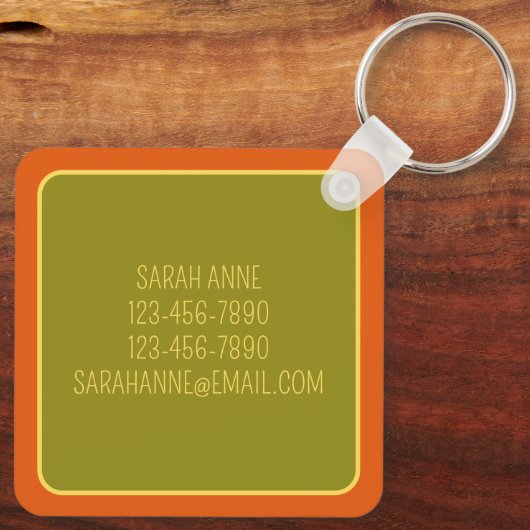 Porte-clés Mid Century Modern Cat on Geometric Pattern (Verso)