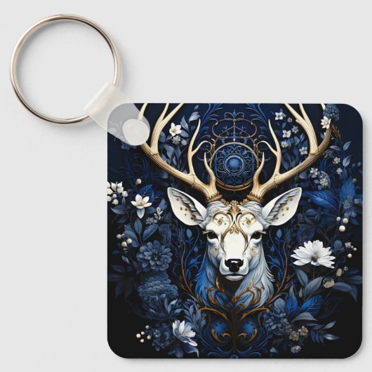 Porte-clés Midnight Celestial Floral Gothic Deer (Recto)