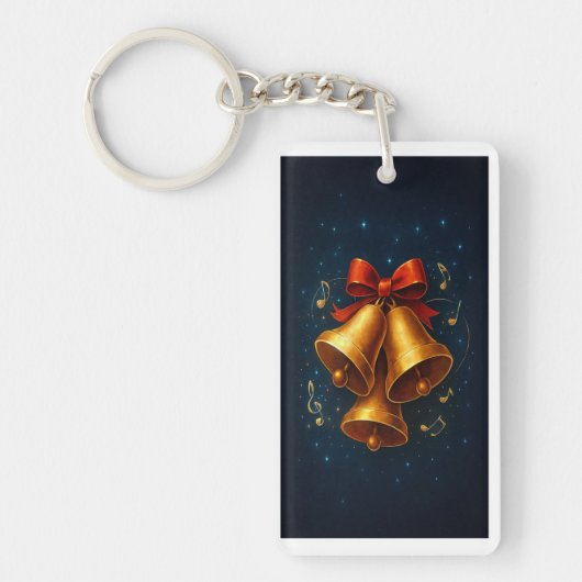 Porte-clés Midnight Jingle: Holiday Keychain with Golden Glow (Devant)