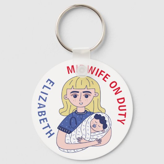 Porte-clés Midwife on Duty Custom Name (Recto)