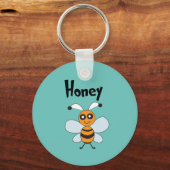 Porte-clés Miel Abeille Jaune Noir mignonne été (Recto)