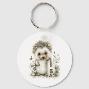 Porte-clés Mignon alphabet d'animaux bébé aquarelle Hérisson