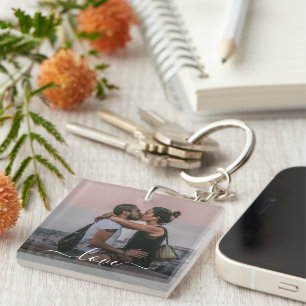 Porte-clés mignon avec photo d'amoureux