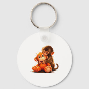 Porte-clés Mignon bébé singe poing jouet en peluche câlin