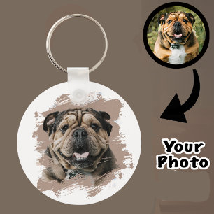 Porte-clés Mignon Bouledogue Unique ou Votre Photo Grunge Chi