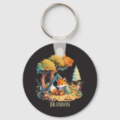 Porte-clés mignon camping fox amoureux ajouter nom (Recto)