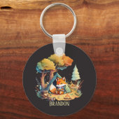 Porte-clés mignon camping fox amoureux ajouter nom (Recto)
