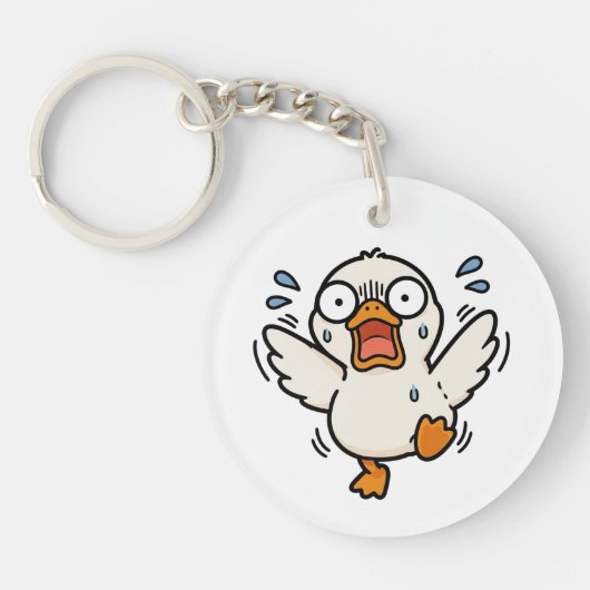 Porte-clés mignon canard paniqué Kawaii Meme (Devant)