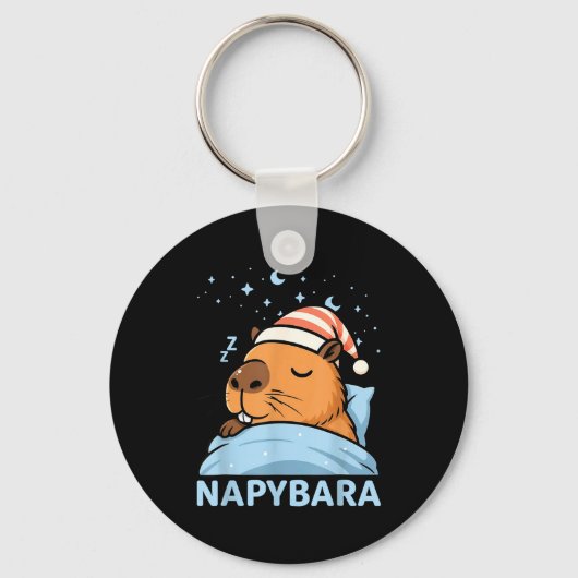 Porte-clés Mignon Capybara Endormi Drôle Napybara Pyjama (Recto)