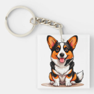 Porte-clés Mignon Cardigan Welsh Corgi Personnage de Dessin A