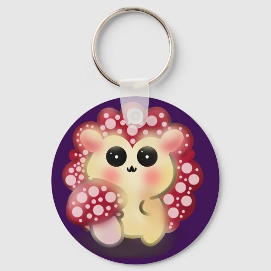 Porte-clés Mignon Champignon Rouge Kawaii Hérisson Toadstool  (Recto)