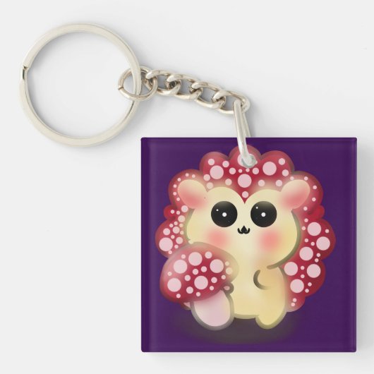 Porte-clés Mignon Champignon Rouge Kawaii Hérisson Toadstool  (Devant)