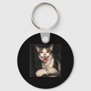Porte-clés Mignon Chat Drôle Mème Hip Hop Bling Gangster Chat