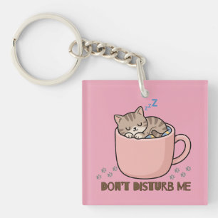 Porte-clés Mignon Chat Endormi Tasse Ne Me Dérangez Pas Porte