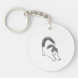 Porte-clés Mignon Chat Faisant une Grande Extension - Art Des