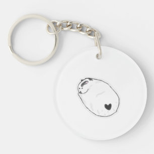 Porte-clés Mignon Chat Mochi Avec Tache de Coeur Dessin à la
