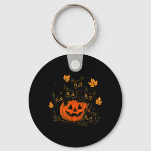 Porte-clés Mignon Chat Noir Citrouille Jack O Lantern Kitty D