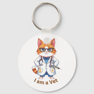 Porte-clés Mignon Chat Vétérinaire "Je suis un Vétérinaire" D