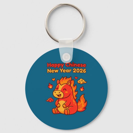 Porte-clés Mignon Cheval Lunaire Chinois Premium Tri (Recto)
