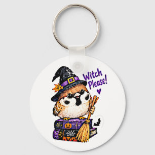Porte-clés Mignon Chibi Moineau Oiseau Sorcière Halloween S'i