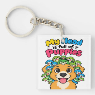 Porte-clés Mignon Chien Medusa Mythologique Drôle Maillot de