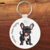 Porte-clés 😍Mignon chiot Frenchie dans une forêt (Verso)