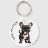 Porte-clés 😍Mignon chiot Frenchie dans une forêt (Verso)