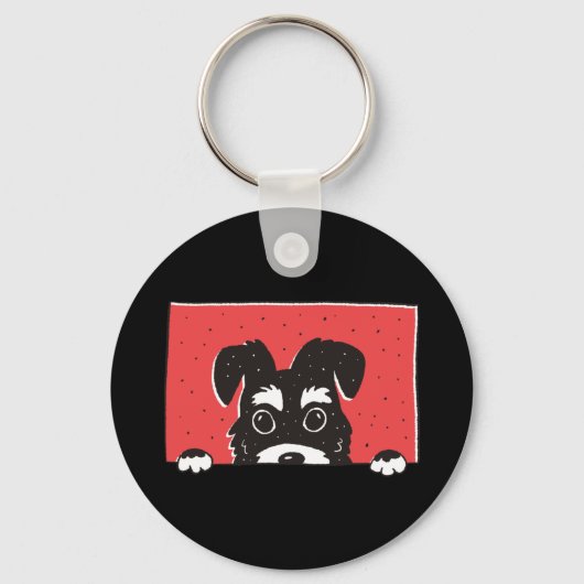 Porte-clés Mignon chiot Schnauzer miniature noir (Recto)
