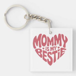 Porte-clés Mignon Cœur Rose Maman est ma meilleure amie