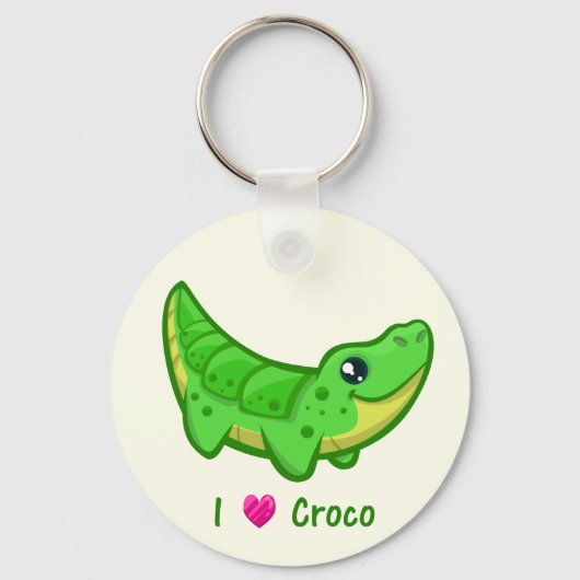 Porte-clés Mignon crocodile love kawaii dessin animé (Recto)